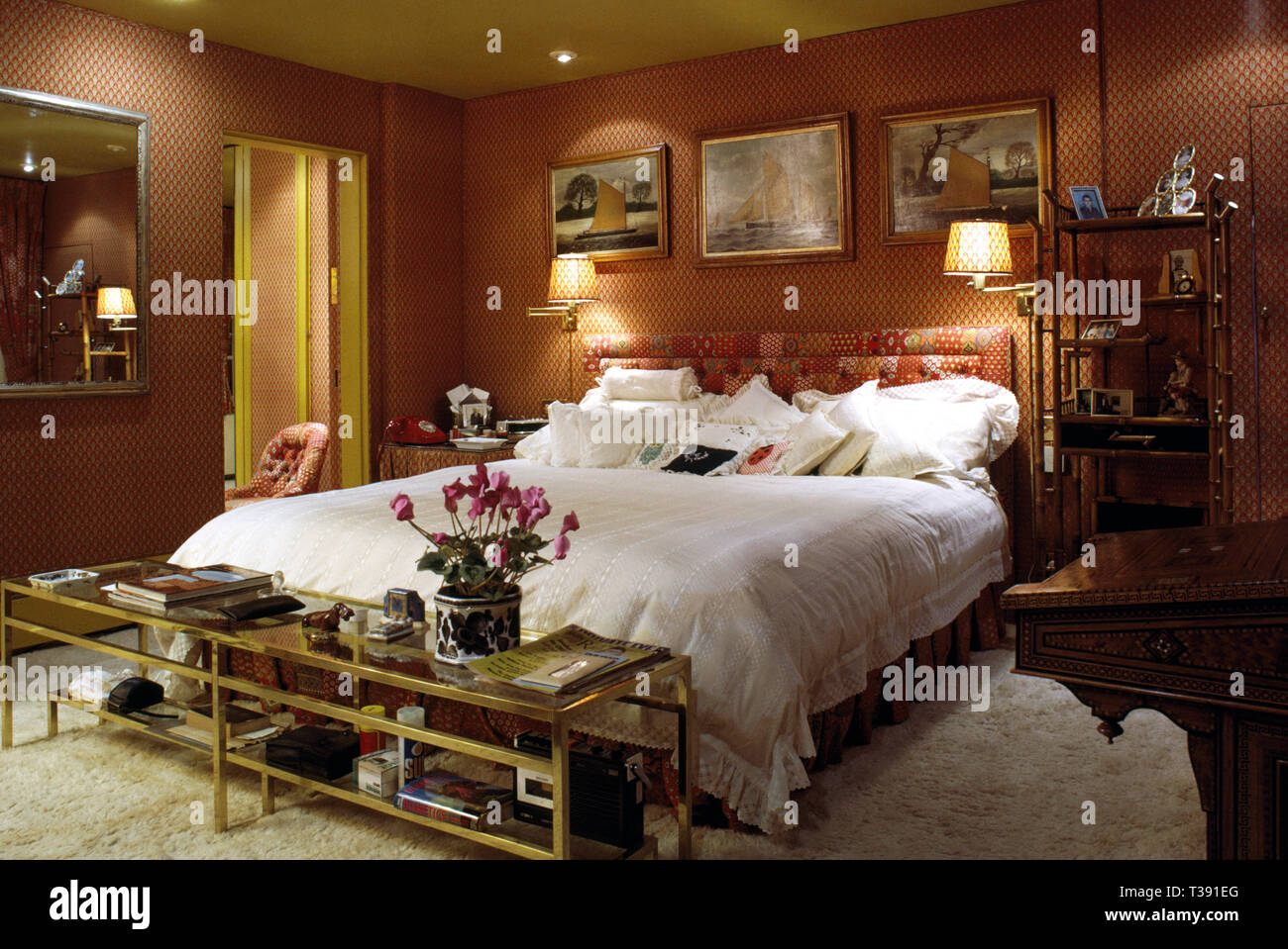 Traditional bedroom night Stock Photo