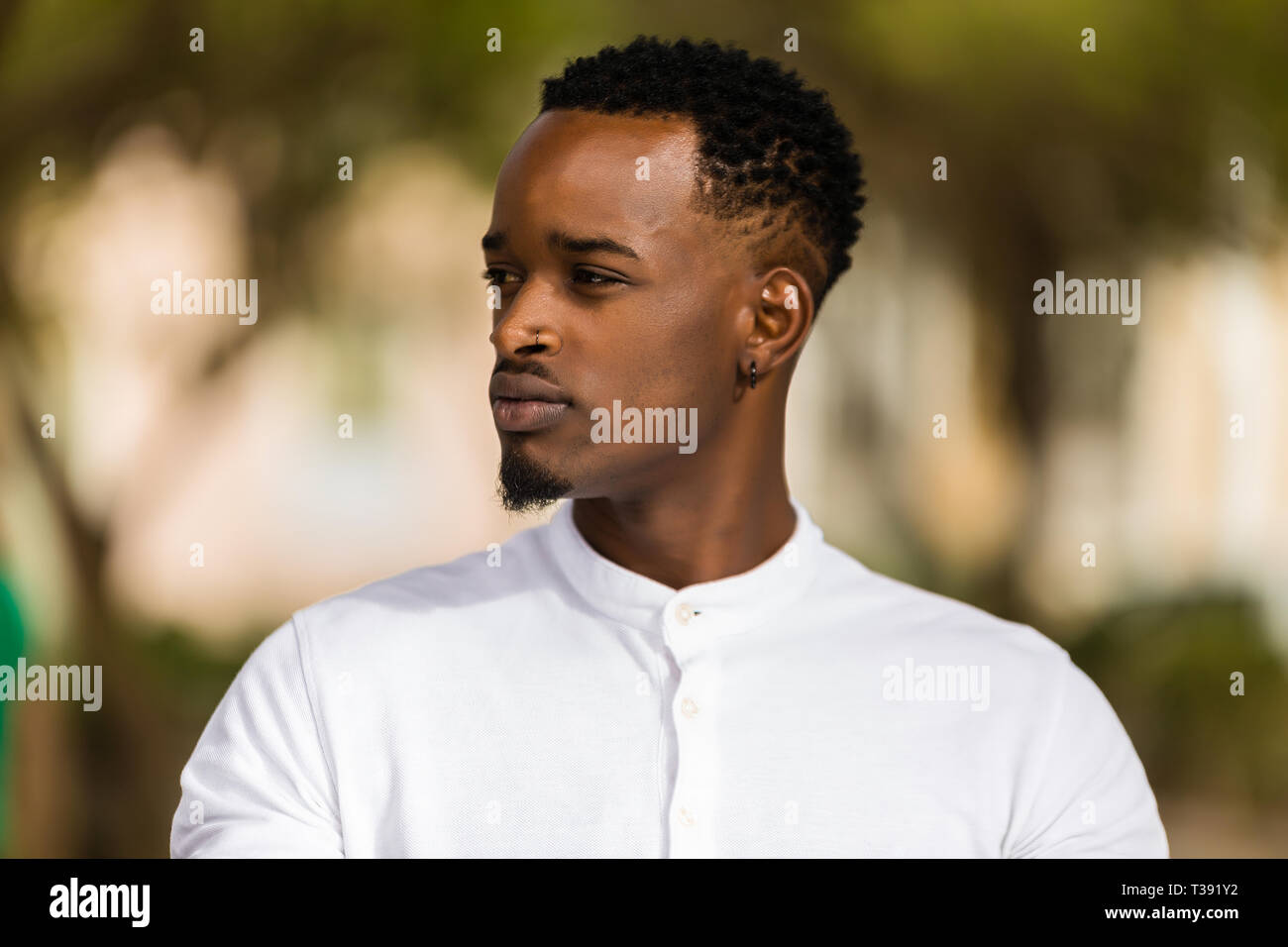 Outdoor portrait of a Young black African American men Stock Photo - Alamy