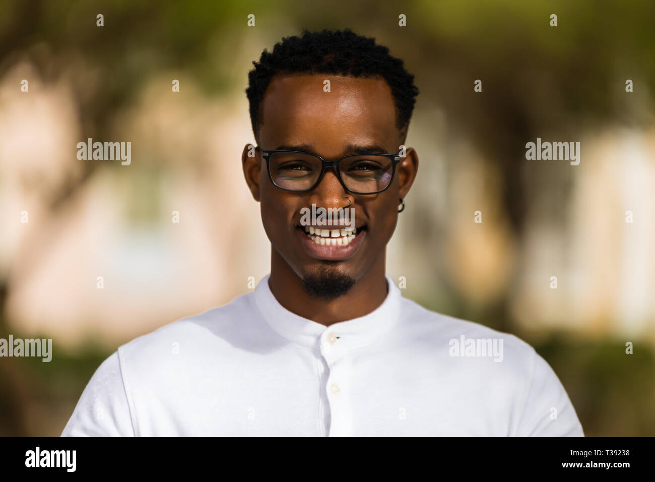 Outdoor portrait of a Young black African American men Stock Photo - Alamy