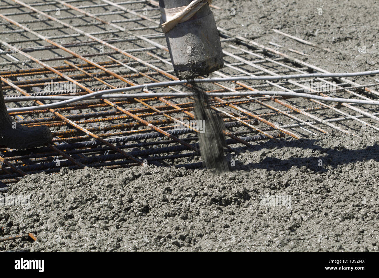 cement on metal formwork Stock Photo Alamy