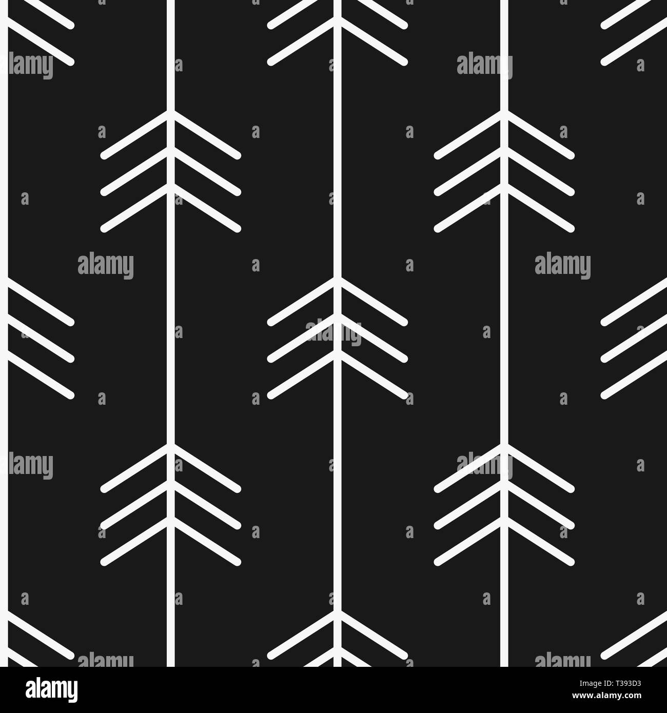 White arrows on black background seamless vector pattern illustration ...