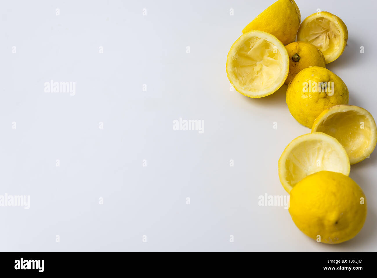 Squeezed lemon peels after making a fresh juice Stock Photo Alamy