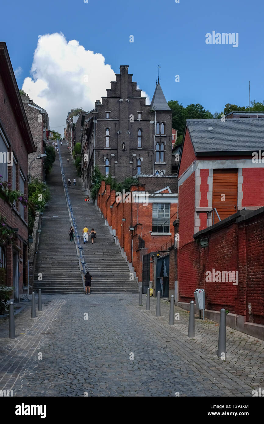 View on the famous Montagne de Beuren stairway in Liege Stock Photo