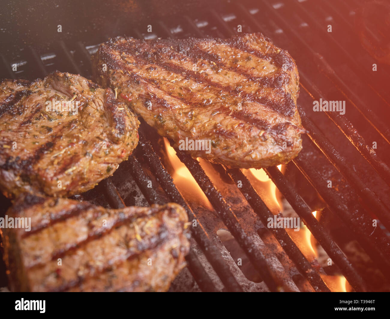 Grilled Beaf Meat On Rust Stock Photo Alamy