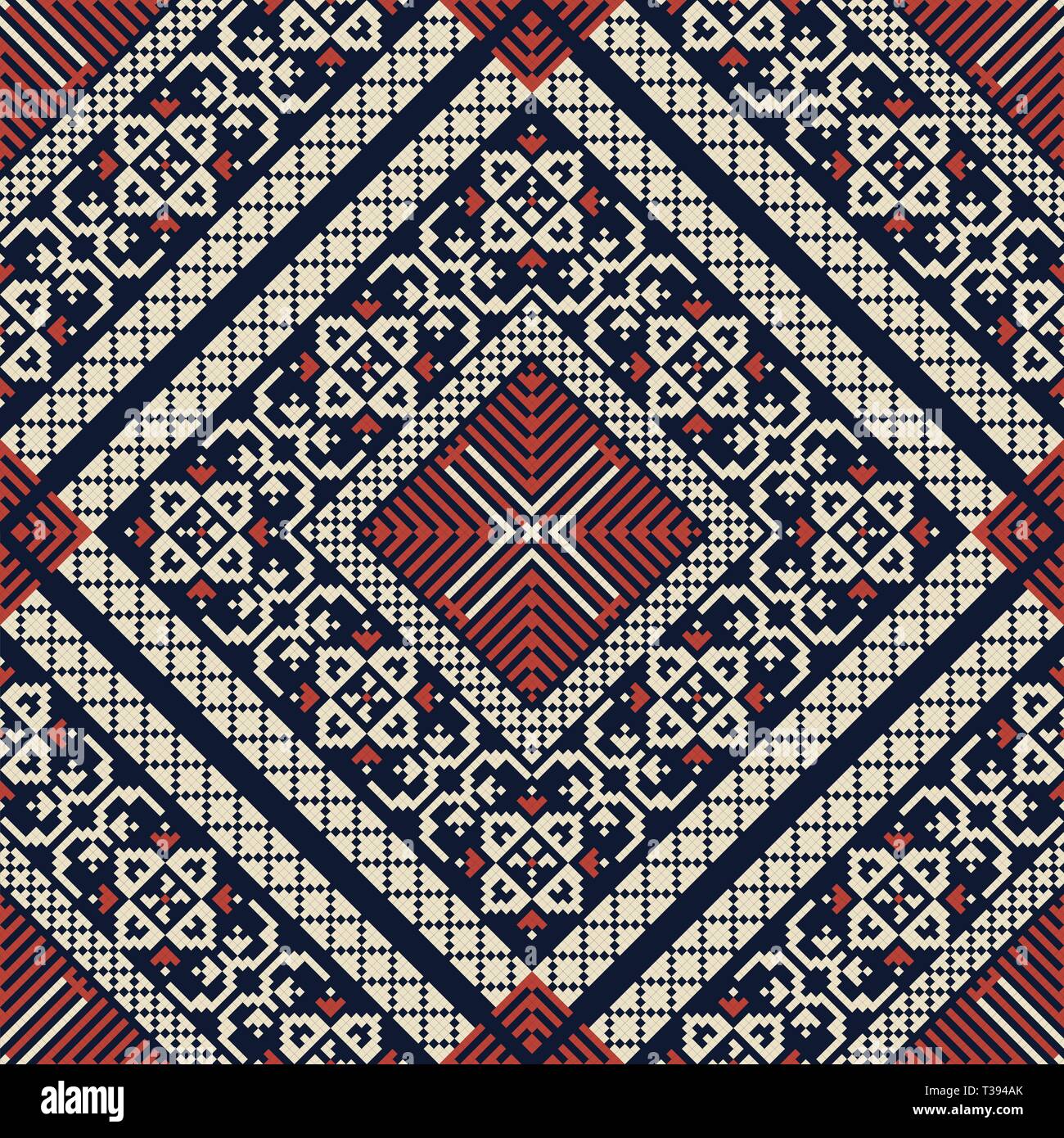 Seamless pattern design with traditional Palestinian embroidery motif ...