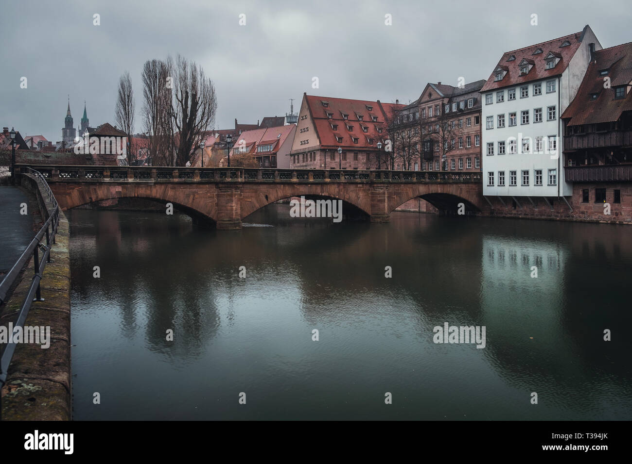 January 2019. Max Brucke (The Bridge) over River Pegnitz, Nuremberg, Bavaria, Germany Stock Photo