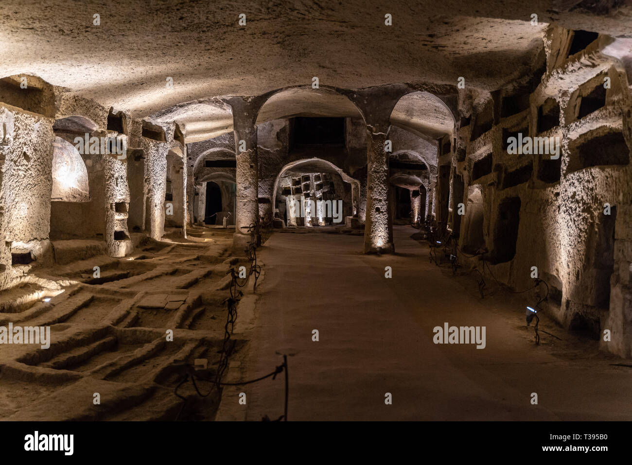 Catacombe di San Gennaro, rione sanità, visita guidata Stock Photo