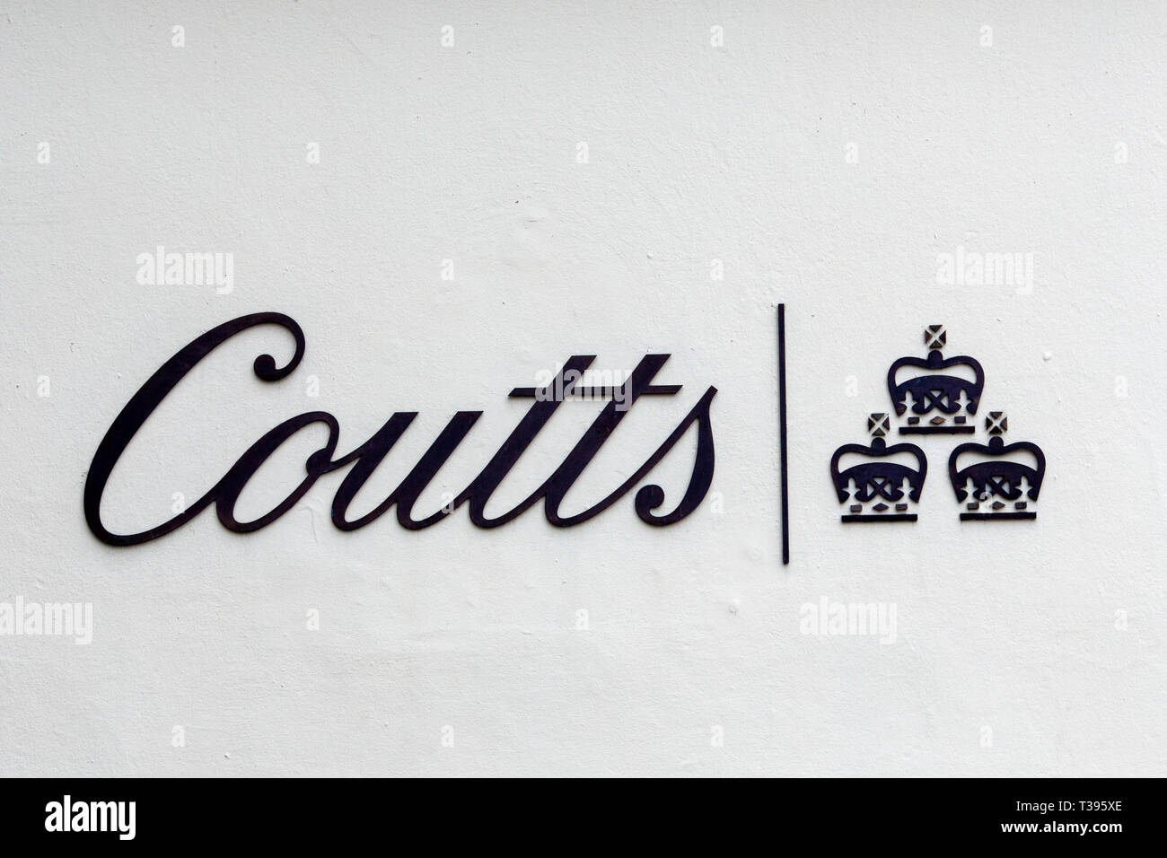 Coutts Bank Signage, Saturday, March 23, 2019.Photo: David Rowland / One-Image.com Stock Photo