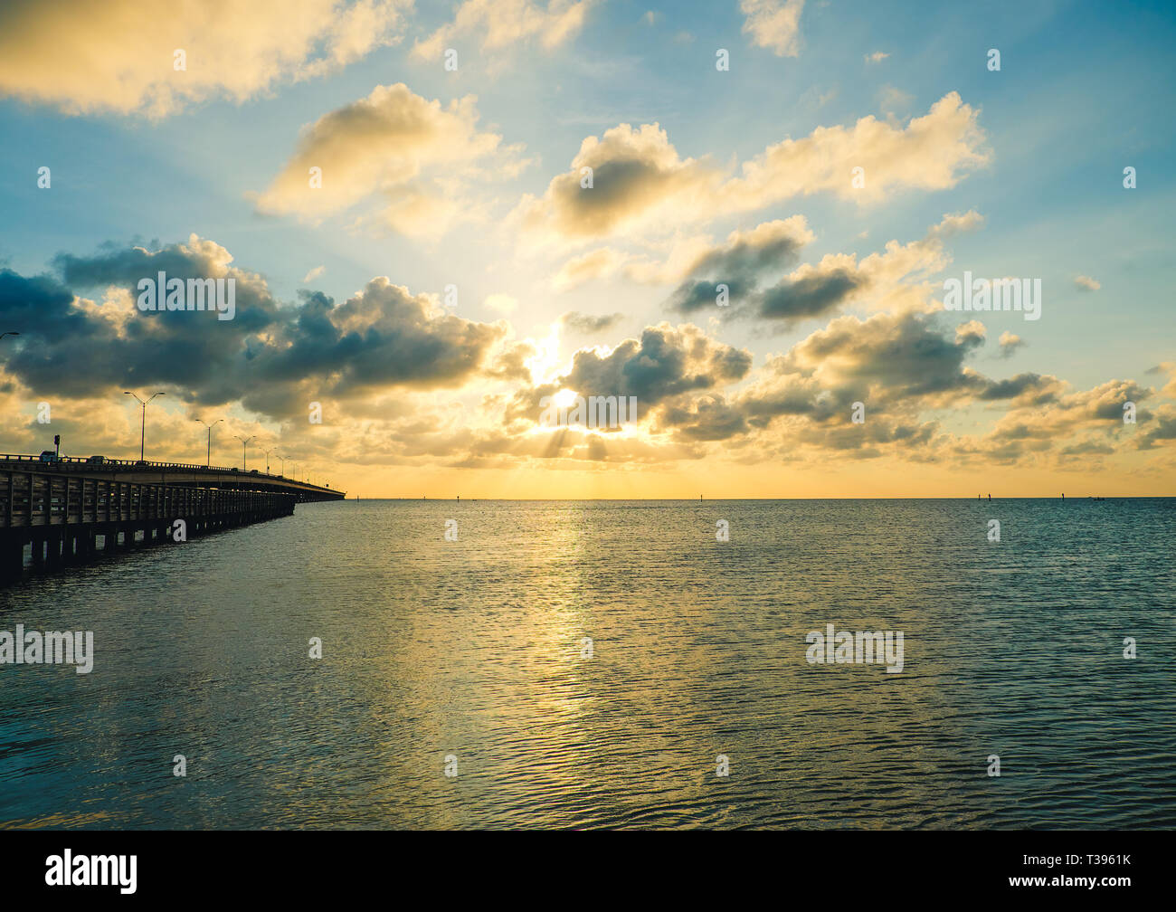 Sunset shot over by South Padre Island, Texas Stock Photo