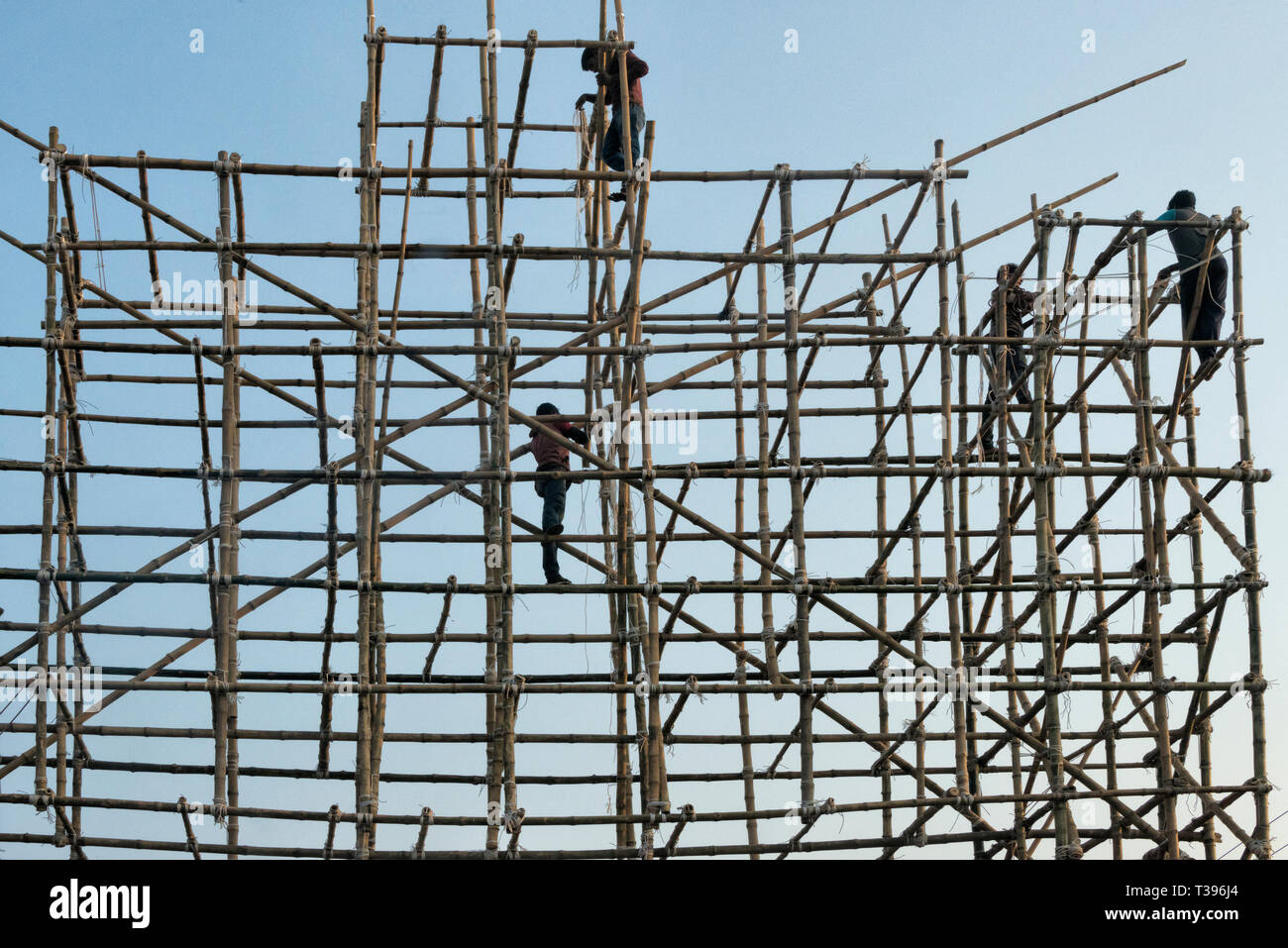 Building a scaffolding, Rajshahi Division, Bangladesh Stock Photo