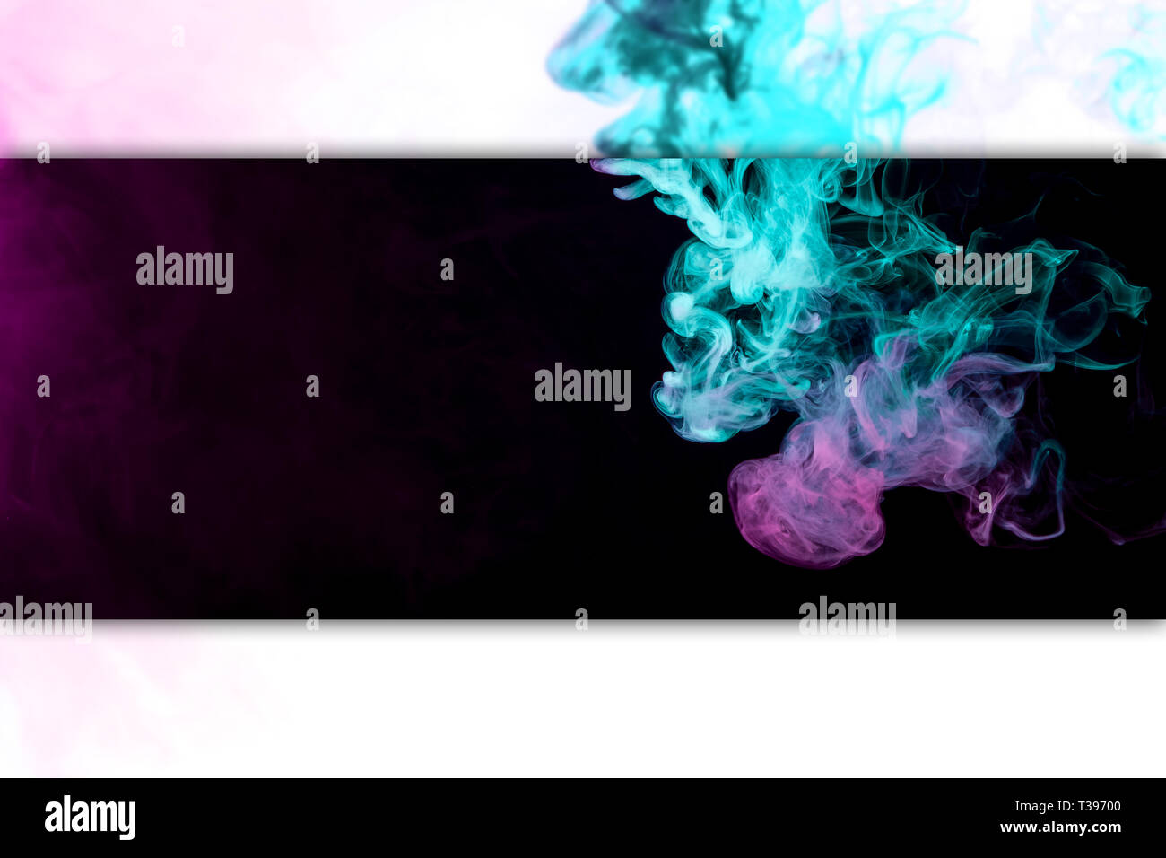 Blue and pink bomb smoke on black and white isolated background Stock ...