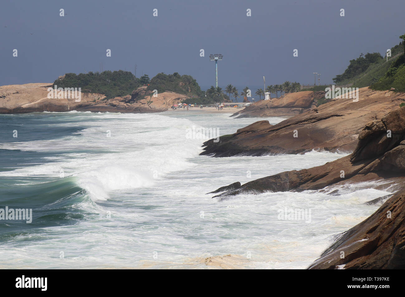 Waves smashing into the coastline Stock Photo