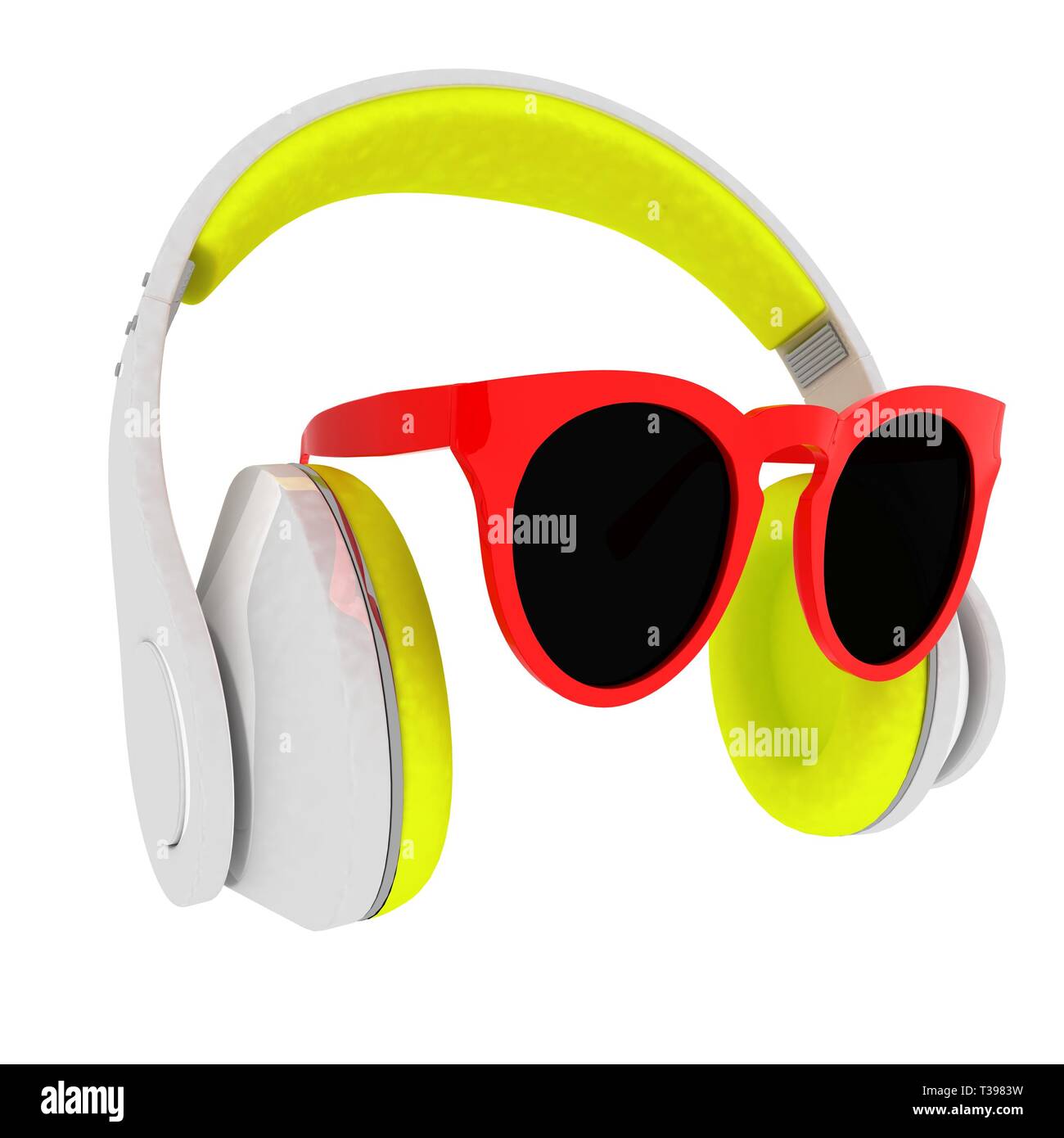 Sunglasses and headphone for your face. 3d illustration Stock Photo Alamy