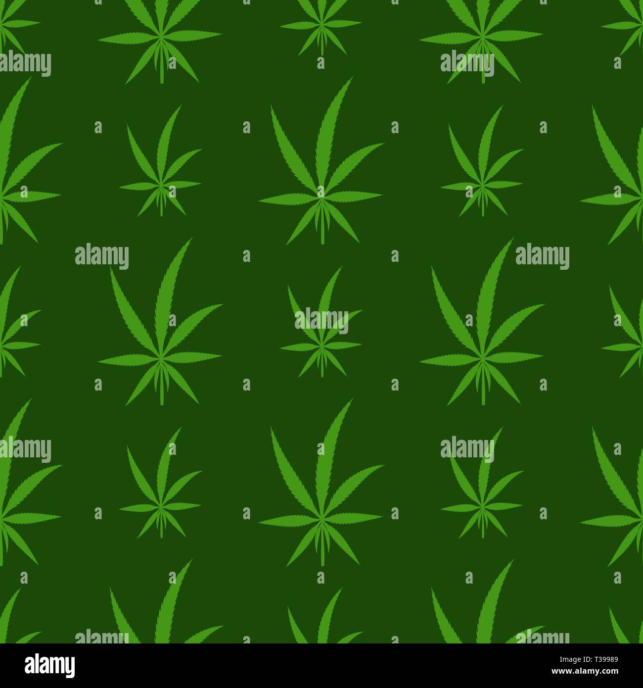 Green Cannabis Leaves Background. Marijuana Seamless Pattern Stock Vector