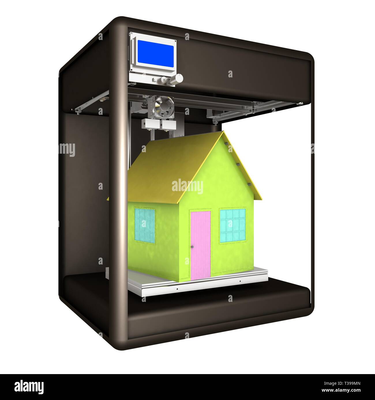 Industrial 3D printer prints a house concept. 3d illustration Stock ...