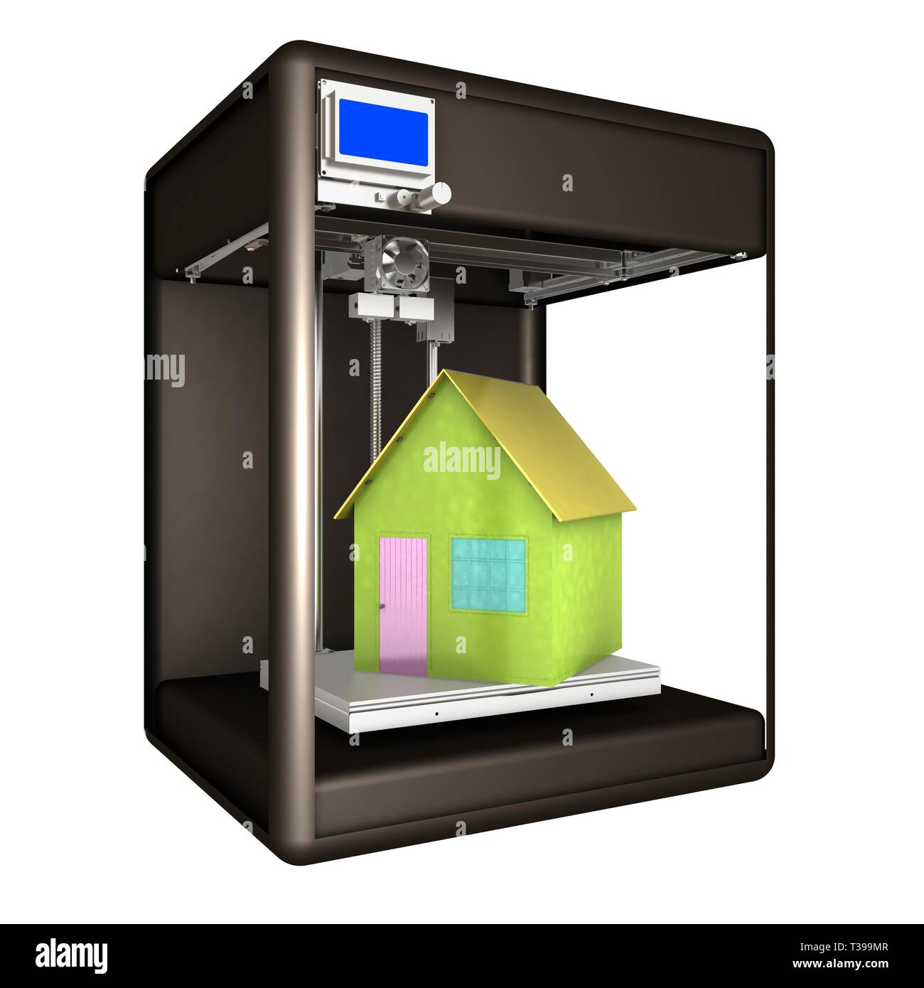 Industrial 3D printer prints a house concept. 3d illustration Stock