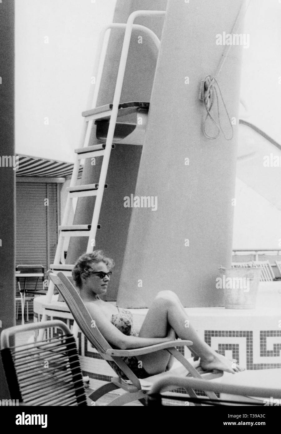 swimming pool, appia ferryboat 1961 Stock Photo