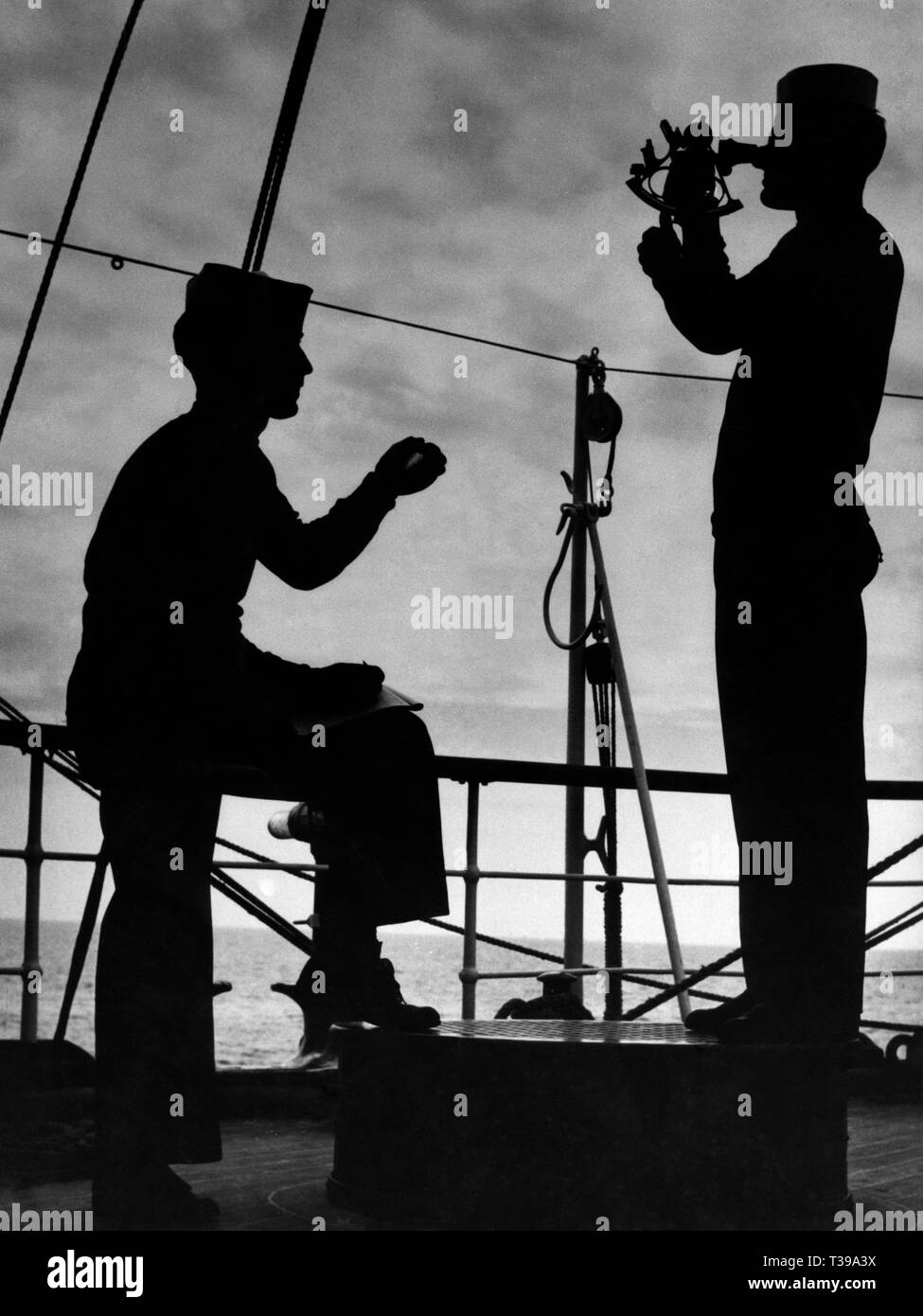 sailors make the ship's position, 1965 Stock Photo