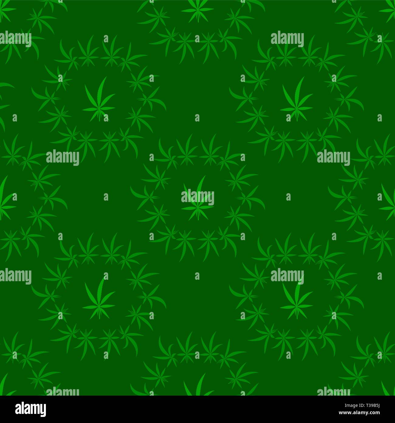 Green Cannabis Leaves Background. Green Marijuana Seamless Pattern Stock Vector