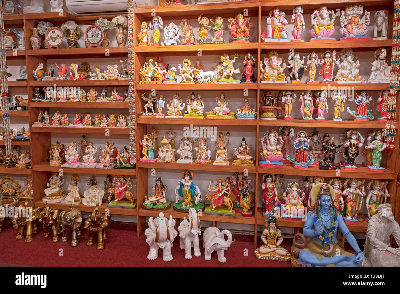 A large variety of statues of Hindu deities for sale at Maha Shakti, a store that sells