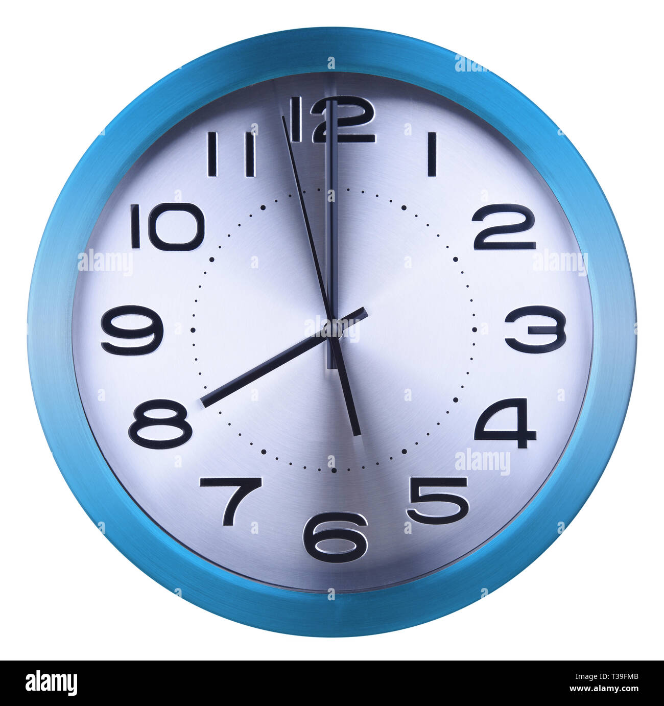 Wall clock isolated on white background. Eight oclock. Stock Photo