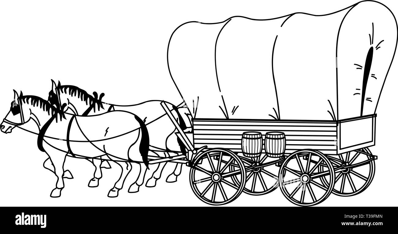 Covered Wagon Vector Illustration Stock Vector