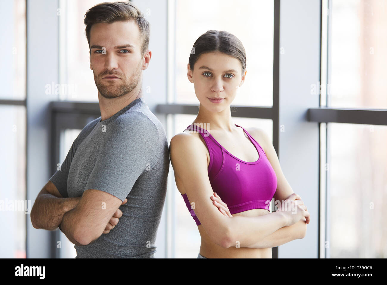 Serious professional fitness coaches Stock Photo Alamy