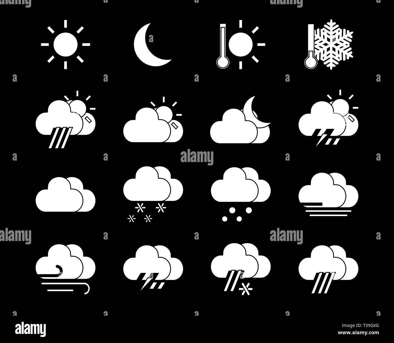 Weather icons in black and white. vector illustration Stock Vector ...