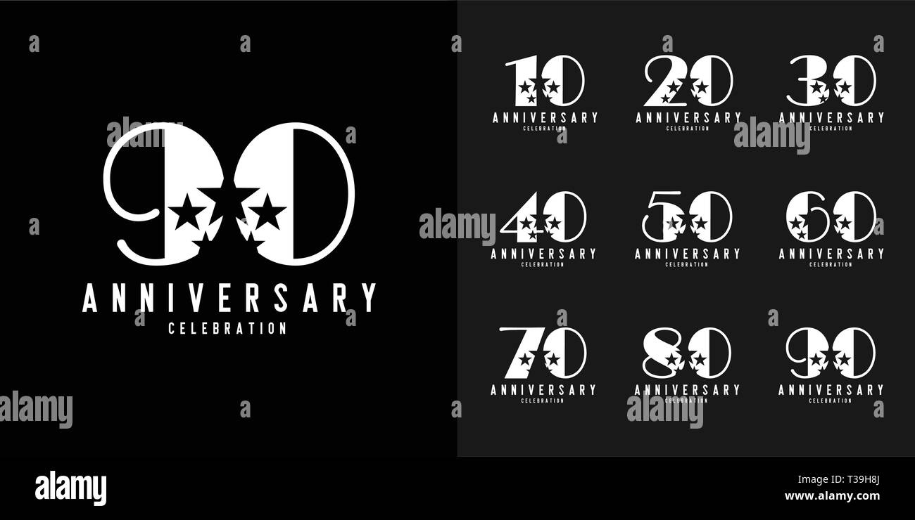 Set of anniversary logotype. Modern anniversary celebration icons design for company profile, booklet, leaflet, magazine, brochure poster, web, invita Stock Vector