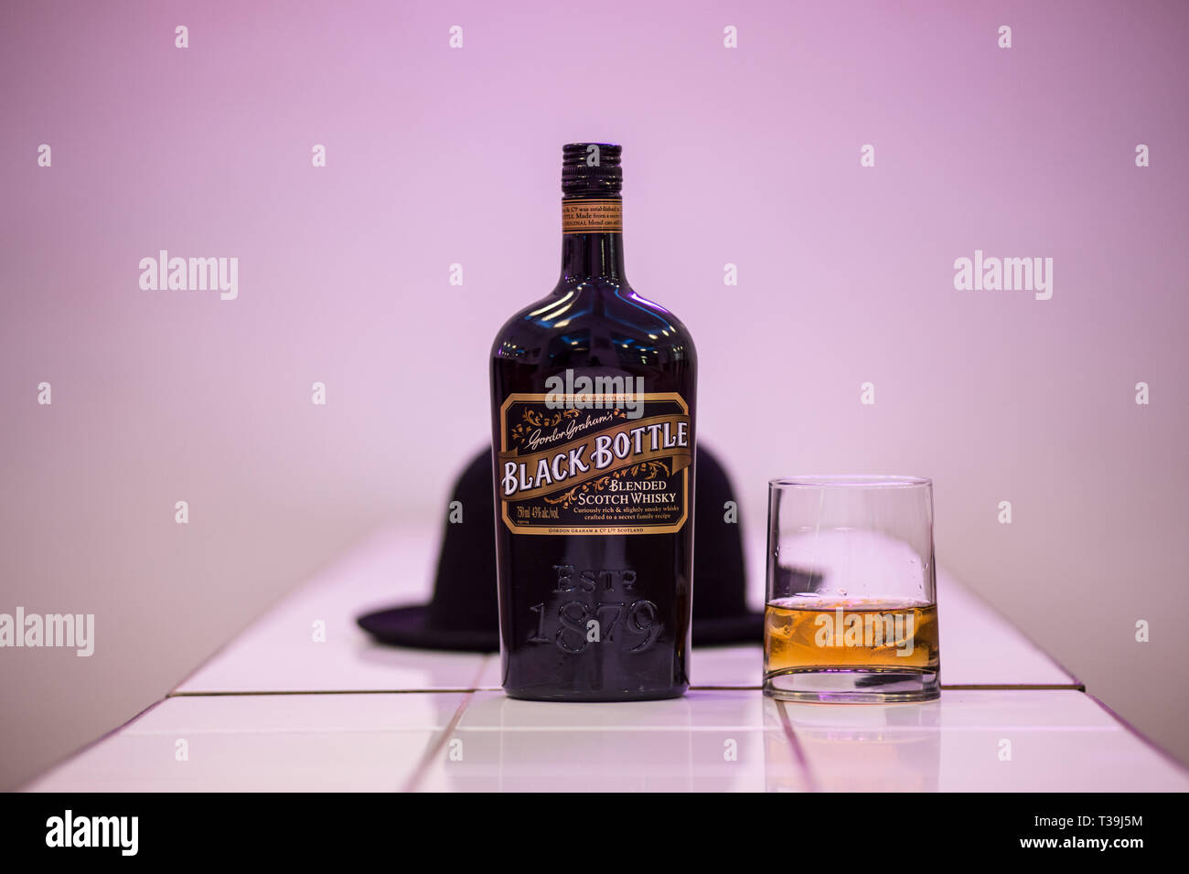 Cape Town, South Africa. 3 April 2019. A bottle of Black Bottle Whisky