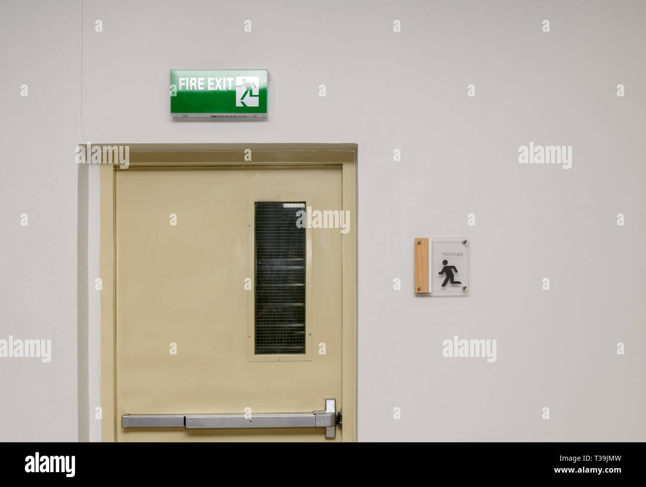 Fire exit steel door for evacuation in case of fire, safety concept ...