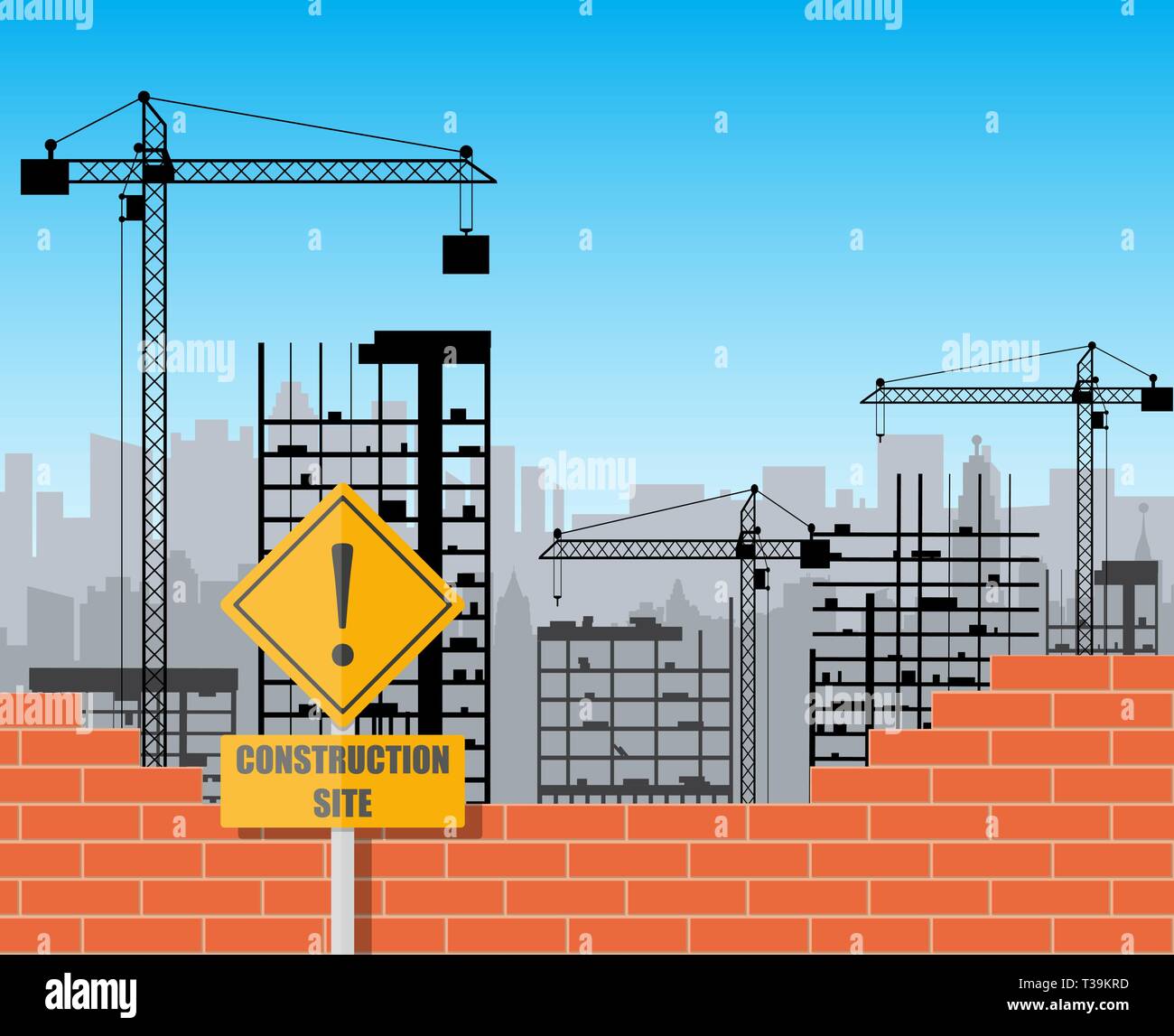 Construction site with buildings and cranes. skyscraper under ...