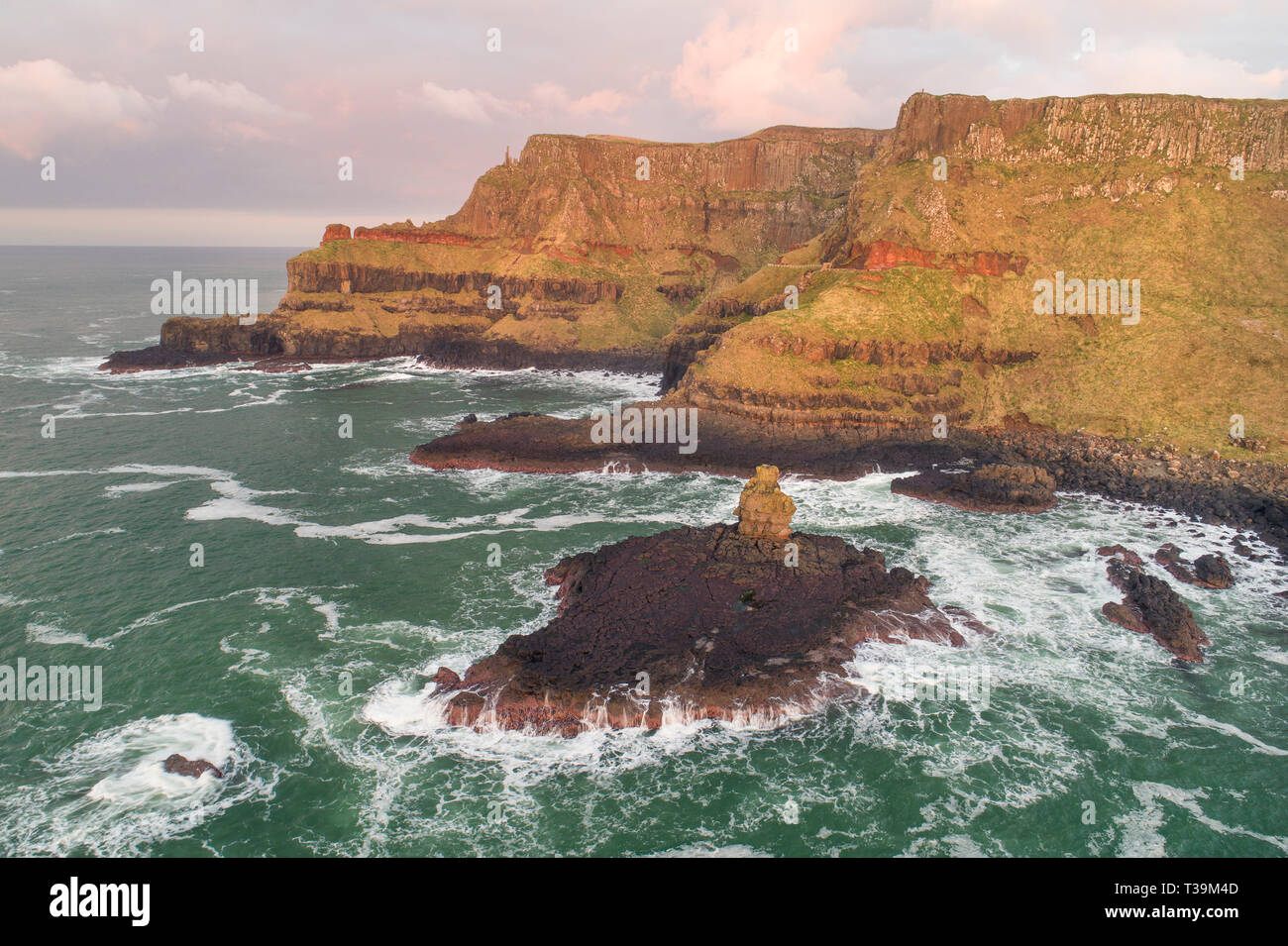 The beautiful rugged coastline of the Giants Causeway in County Antrim, Northern Ireland. Stock Photo