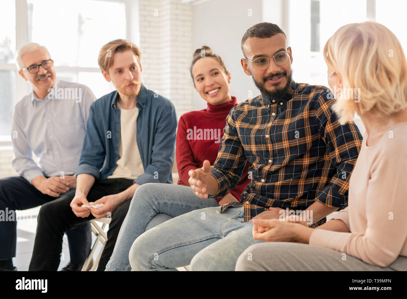 Conversation with counselor Stock Photo