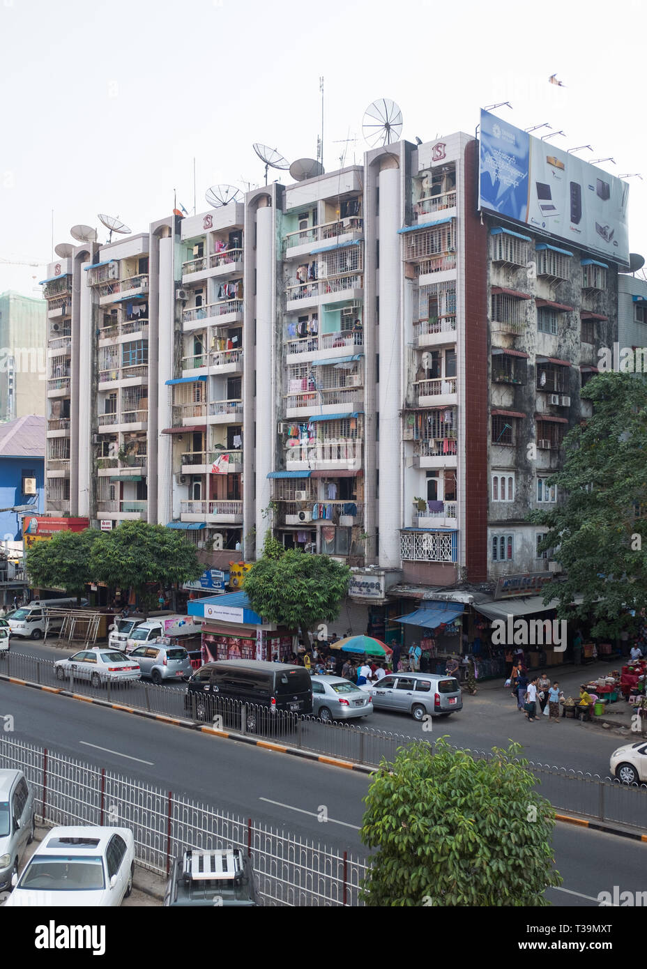 Apartment building opposite Bogyoke Aung San Market,Yangon, Myanmar
