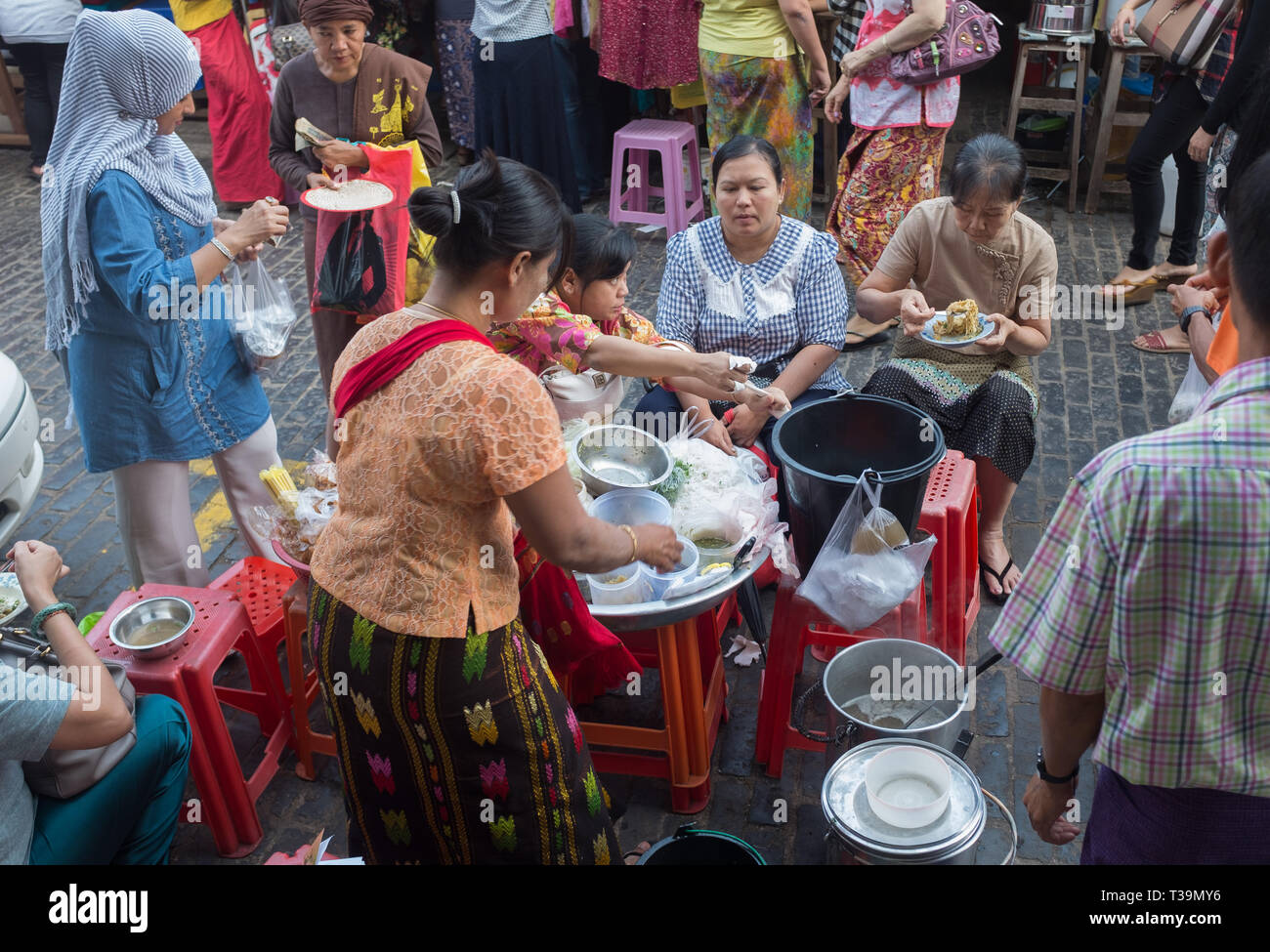 street food stall in Yangon, Myanmar (Burma) Stock Photo