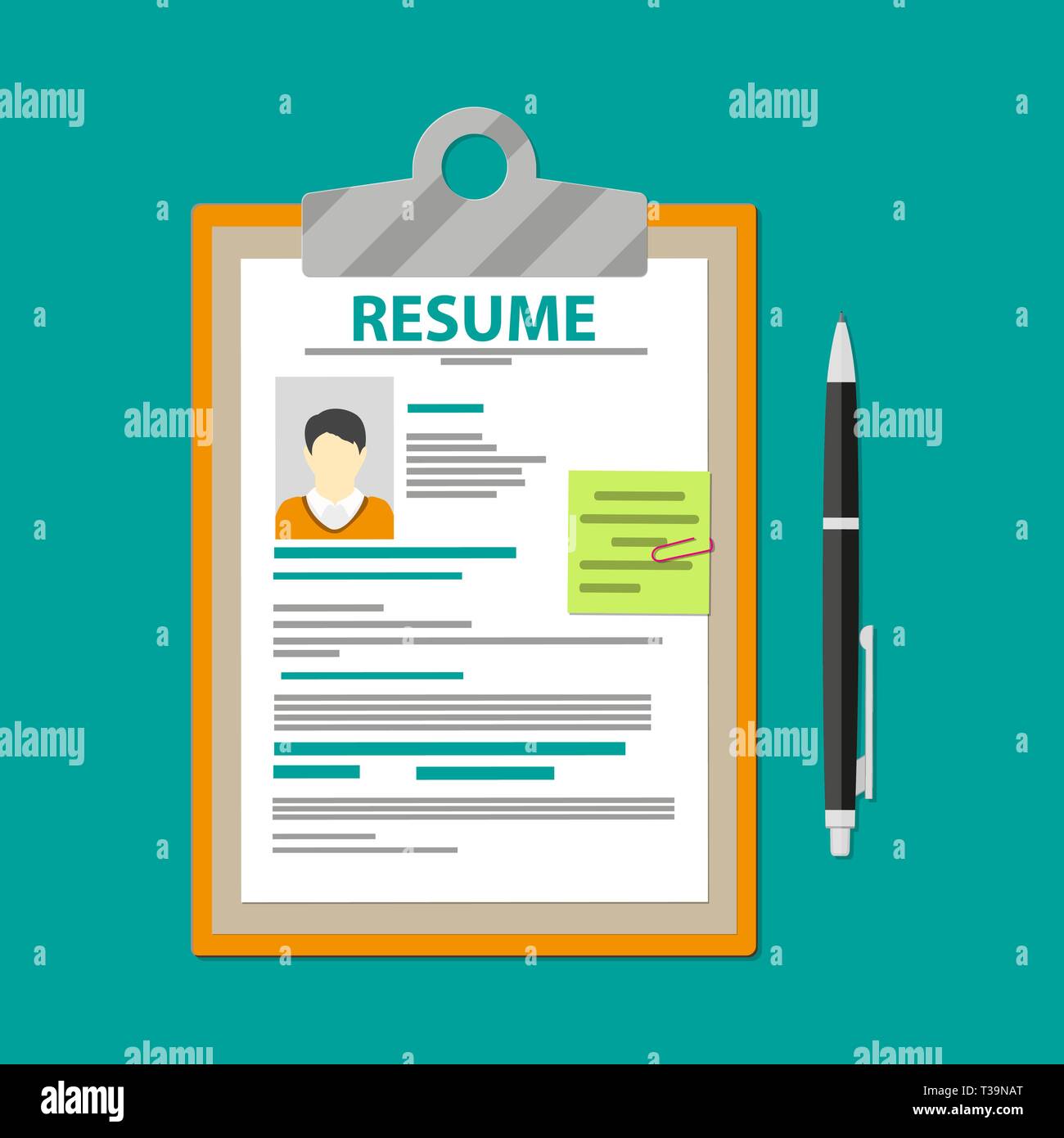 Human resources management concept, searching professional staff, analyzing resume  papers, work. clipboard with resume papers and hired stamp. vector Stock  Vector Image & Art - Alamy