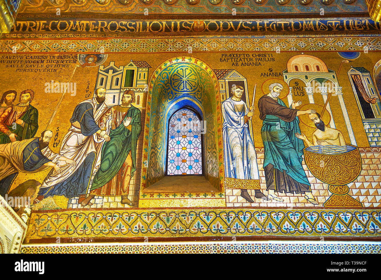 Medieval Byzantine style mosaics of the Life of St Paul in the Palatine  Chapel, Cappella Palatina, Palermo, Italy Stock Photo - Alamy