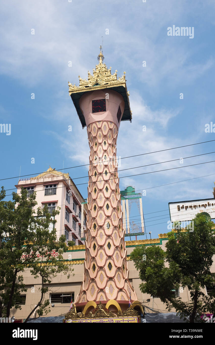 Clock tower in Maha Bandula/Bandoola Road ,Yangon(Rangoon) , Myanmar (Burma Stock Photo Alamy