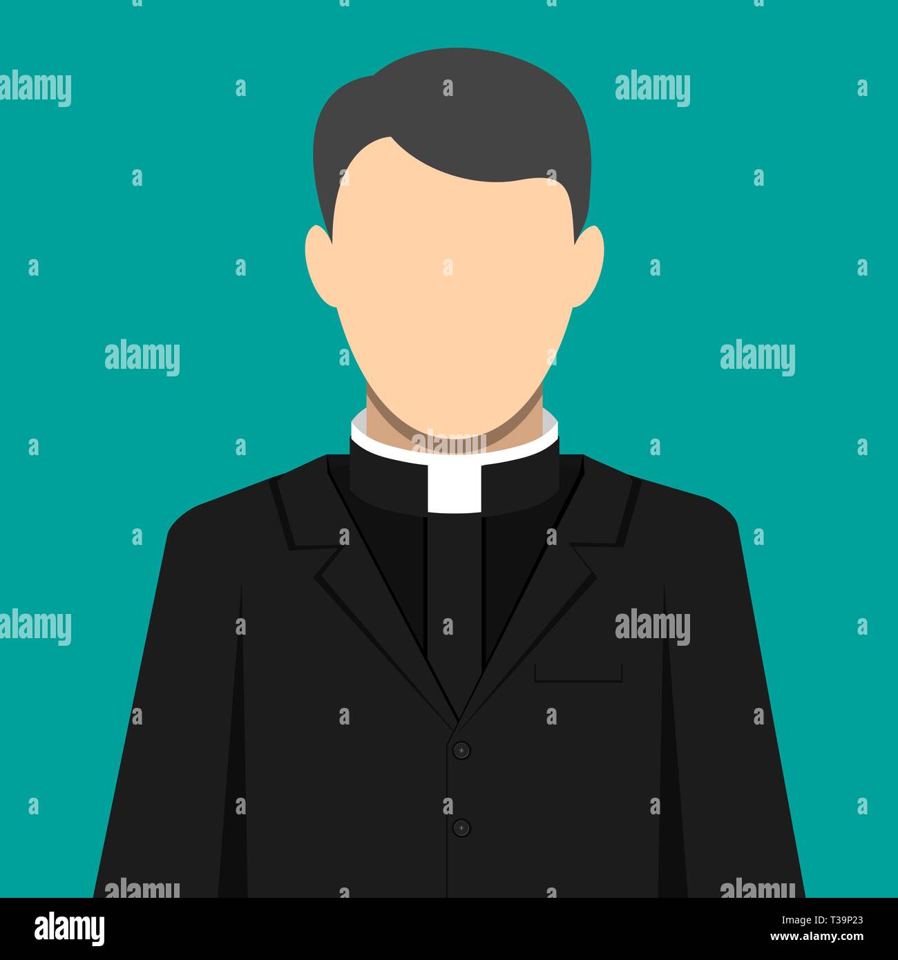 Catholic priest person. Pastor servant of god in cassock. Vector illustration in flat style Stock Vector