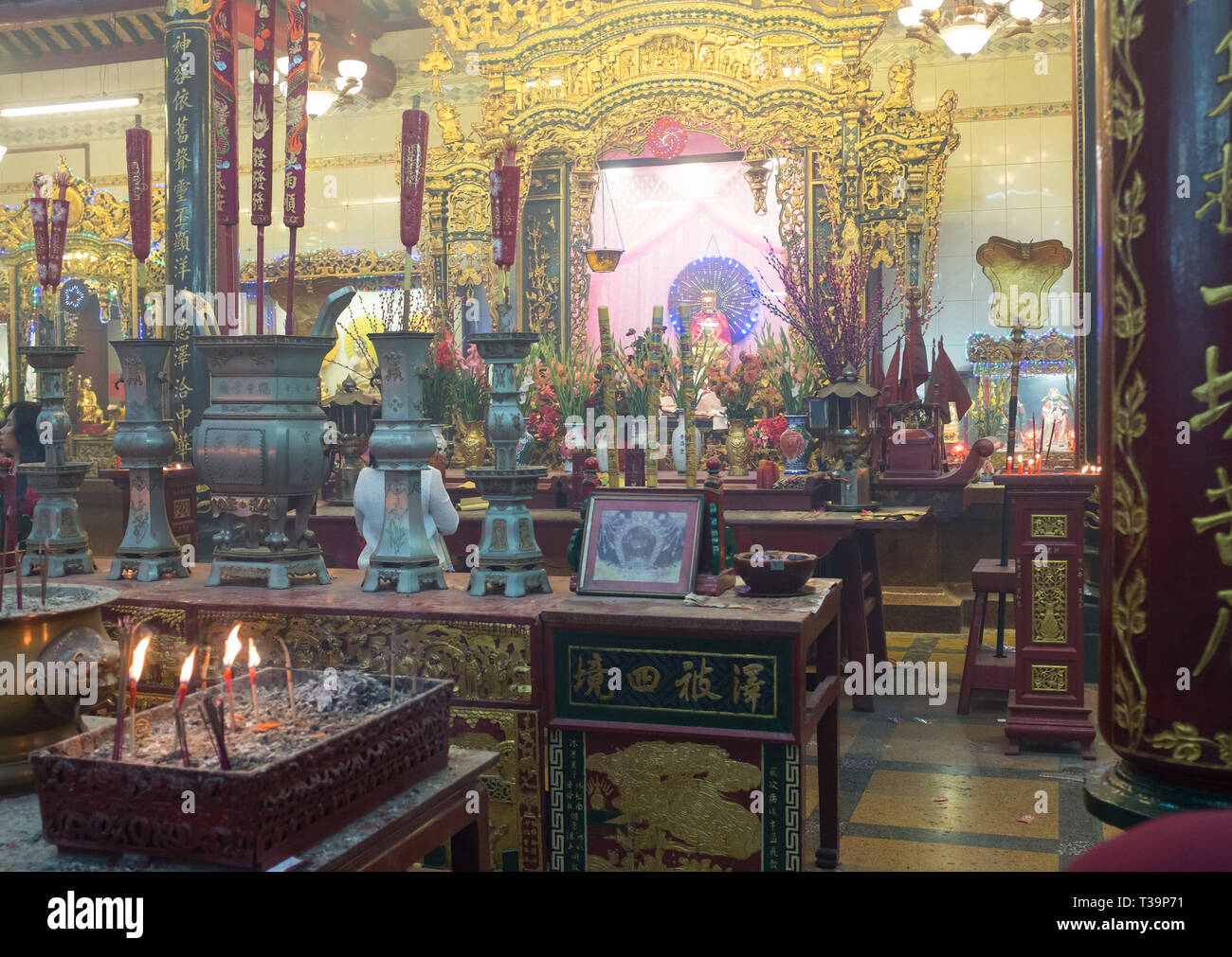 Guang Dong Kwan Yin Temple , Also: Guan Yin.,Chinatown,  Yangon(Rangoon) , Myanmar (Burma) Stock Photo