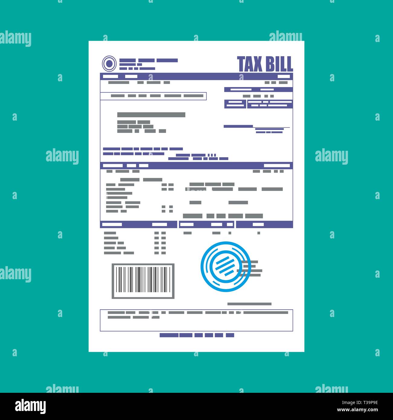 Tax declaration paper document. Vector illustration in flat style Stock Vector