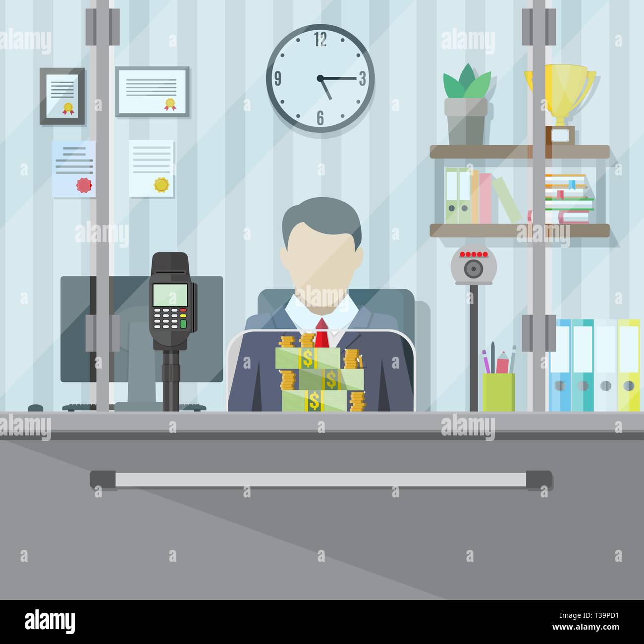 Bank cashier behind glass hi-res stock photography and images - Alamy