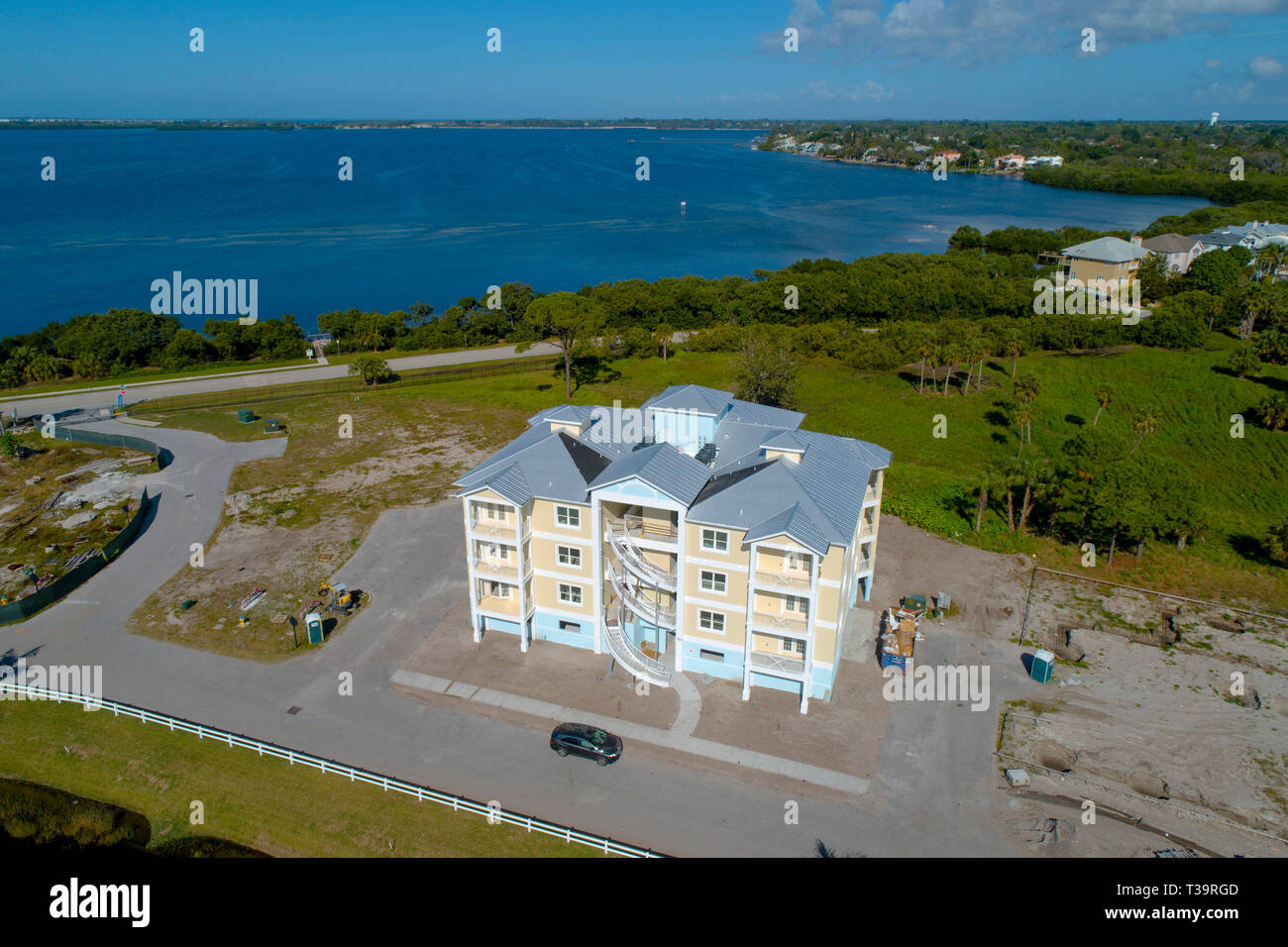 Aerial view of a new condominium development in Bradenton Florida Stock