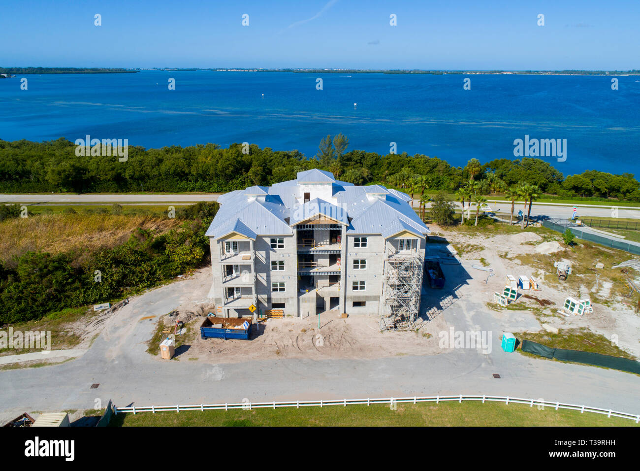 Aerial view of a new condominium development in Bradenton Florida Stock