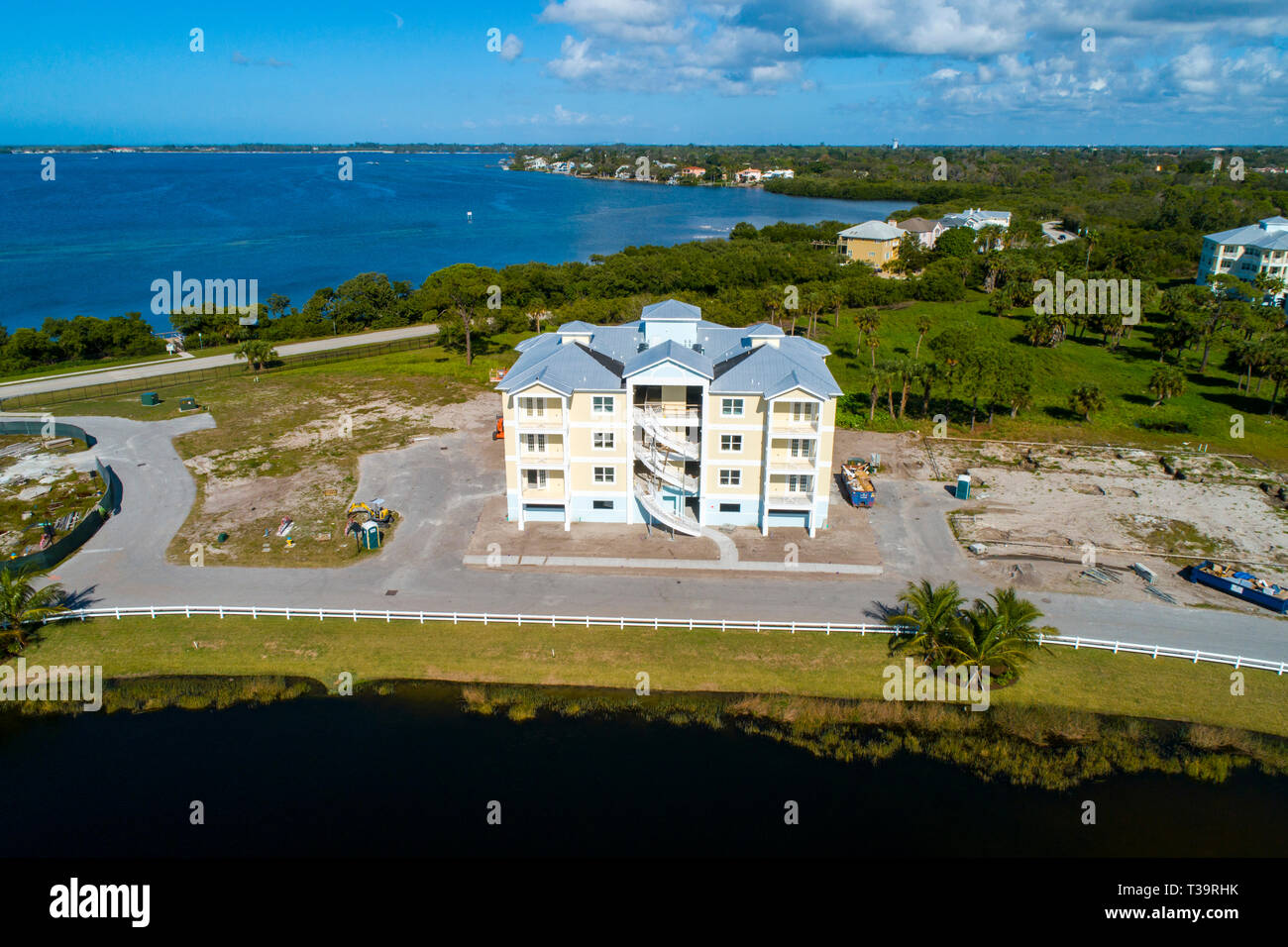 Aerial view of a new condominium development in Bradenton Florida Stock
