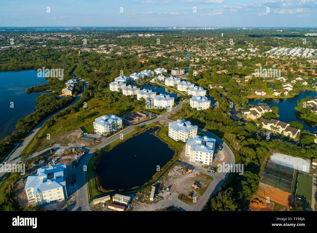 Aerial view of a new condominium development in Bradenton Florida Stock