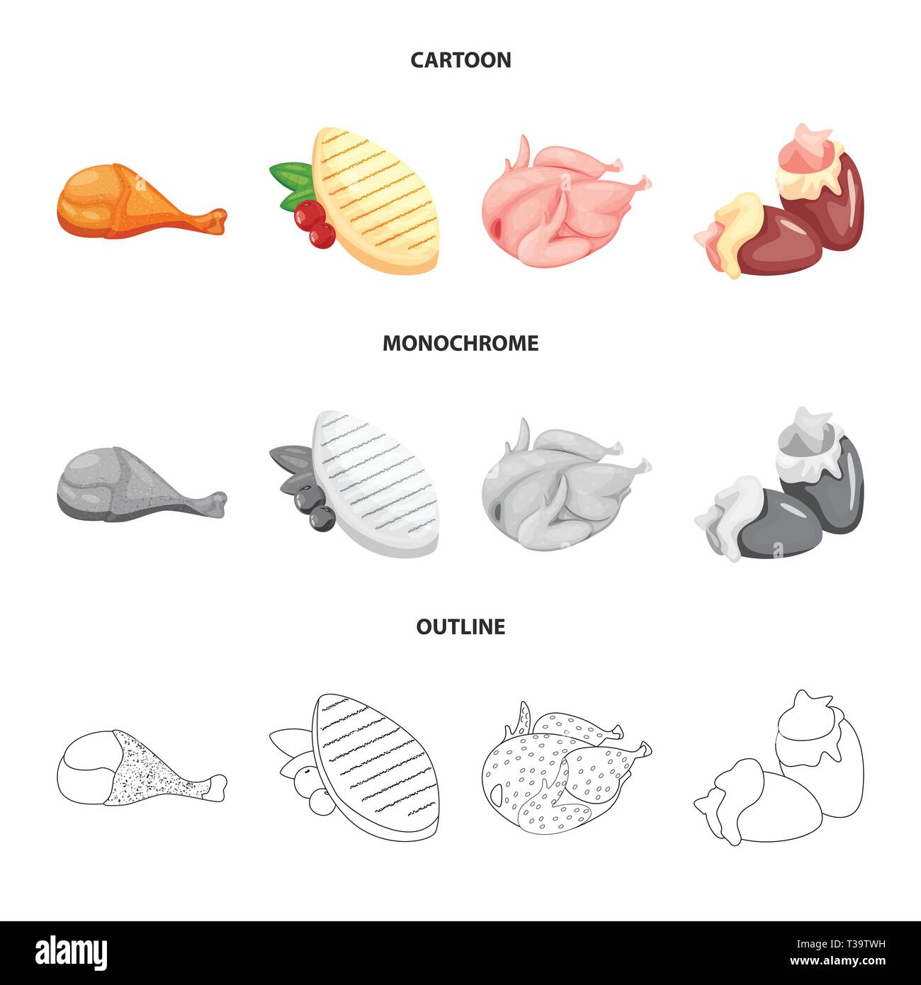 Vector illustration of product and poultry logo. Collection of product ...