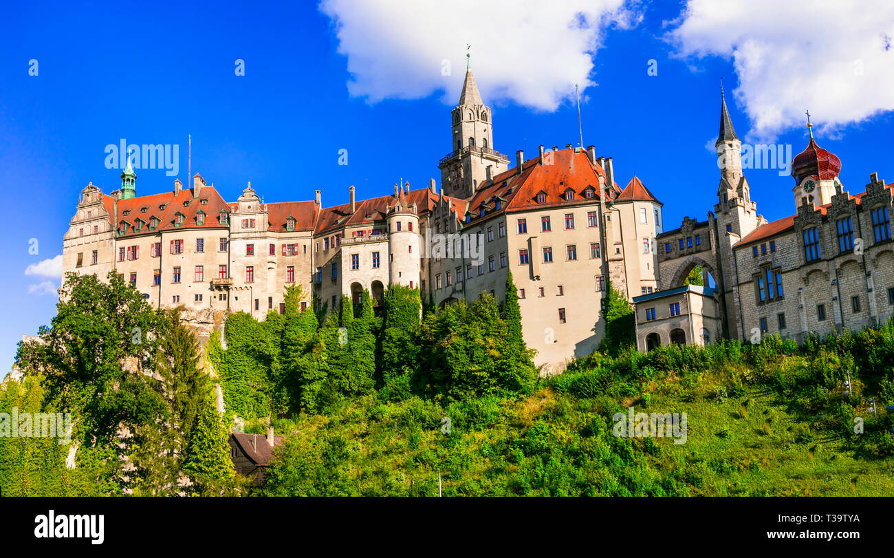 Impressive Sigmaringen medieval castle,Germany Stock Photo