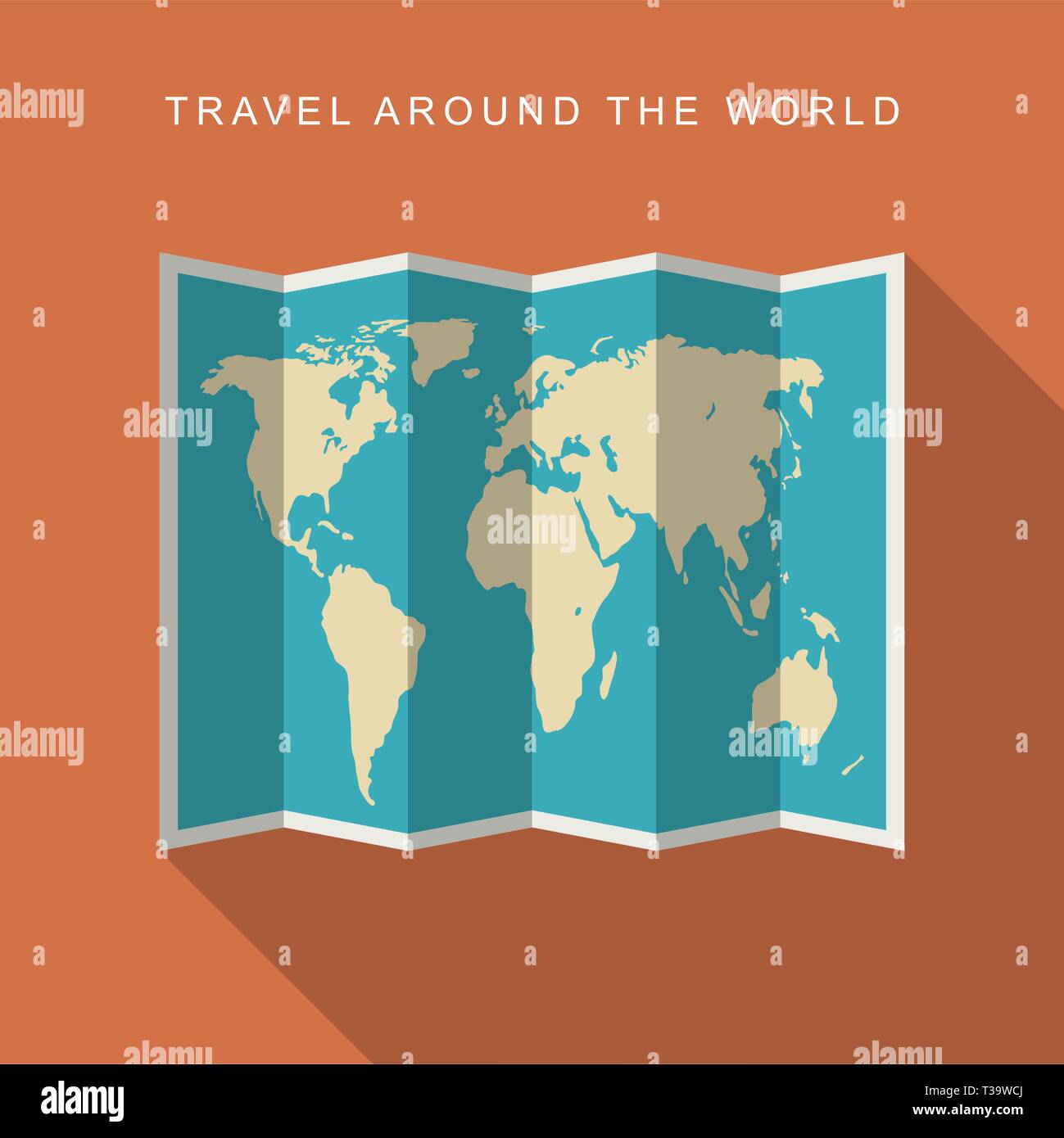 Paper world map with long shadow. Flat illustration of map Stock Vector ...